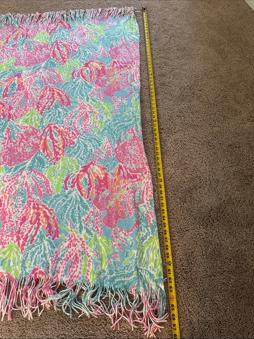 Lilly Pulitzer Colorful Floral Fringe Throw Blanket
